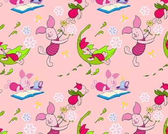 Winnies Friends Happy Piglet Fabric-Pure Cotton Fabric,By 1/2 yard