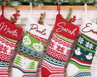2025 Embroidered Christmas Stocking,Personalized Family Christmas Stocking,Knitted Stockings With Name,Christmas Stocking,Holiday Decor Gift