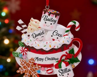2025 Personalized Resin Coffee Cup Family Ornament,Marshmallow Of 3,4,5,Xmas Ornament,Christmas Decor