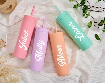 Personalized Bridesmaid TumblerWith Name, Girl's Trip Tumbler, 16oz Acrylic Cup Straw, Bridesmaid Gifts, Bridesmaid Proposal, Wedding Favors