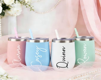 Personalized Bridesmaid Tumbler, 12oz Stainless Steel Cup, Bridal Party Gift