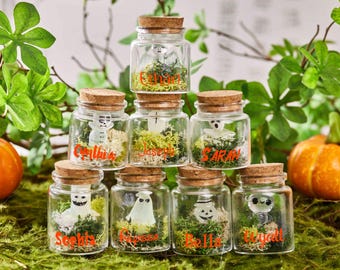 Mini Ghosts In a Jar Personalized Ghost In Bottle Pet Ghost In Glass Jar Pet Ghost in Bottle Spooky Gift Pet Glow in the Dark Trick Or Treat