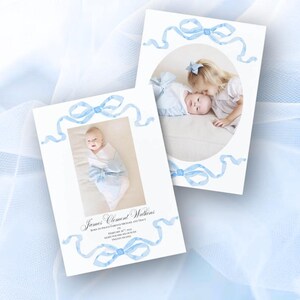 10 Custom Printed Baby Boy Announcement Card | Birth Announcement | Personalized Newborn Notecard Keepsake | Postage Mailing Included