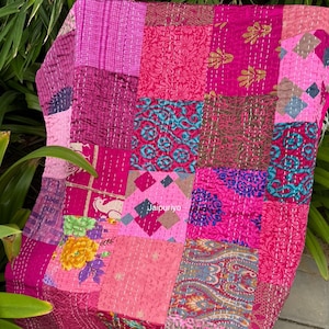 Patchwork Quilts For Sale Bohemian Kantha Quilt Handmade Vintage Silk Quilts Bedding Throw Blanket Bedspread Quilting Coverlet
