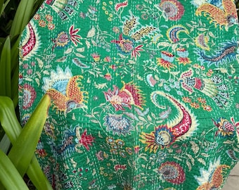 Bohemian Decor Bedding Indian Quilt Cotton Throw Coverlets Hippie Stitched Bedspread Boho Floral New Bedcover Reversible Handmade Quilt