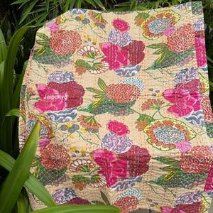 Indian kantha Quilt Handmade Kantha Throw, Indian Quilts, Cotton Kantha, bohemian quilt, Indian Kantha, Boho Quilt, kantha