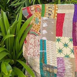 Bohemian Patchwork Quilt Kantha Quilt Handmade Vintage Quilts Boho King Size Bedding Throw Blanket Bedspread Quilting Hippie Quilts For Sale