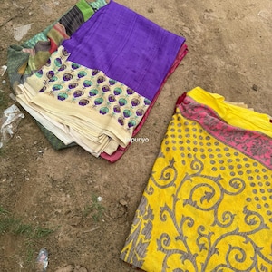 Used sari Used saree recycled Up cycled sari Art Silk fabric for home decor party decor theme wedding Bollywood parties vintage sari fabric