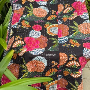 Indian kantha Quilt Handmade Kantha Throw, Indian Quilts, Cotton Kantha, bohemian quilt, Indian Kantha, Boho Quilt, kantha