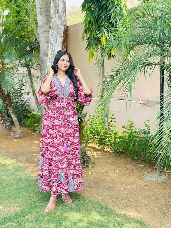 Indian Silk Dress / Casual Bohemian Halter dress / Beach Dress / boho dress / Goddess Maxi Dress / Open Back Dress / Silk Long Dress