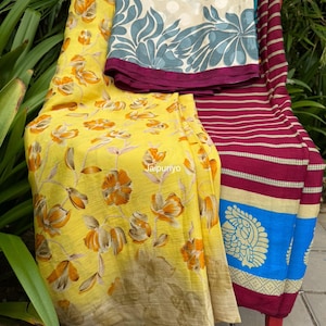 Mix Assorted Vintage multi colour Silk Sarees Woven 6 yd Craft Fabric, Embroidery Saree, used saree, home decor sari, Crafting saree