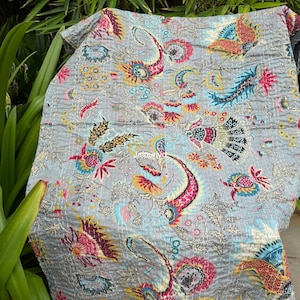 Indian Kantha Quilt Handmade Kantha Bedcover Indian Kantha Bedspread Throw Cotton Blanket Gudari Kantha King Size Indian Quilt