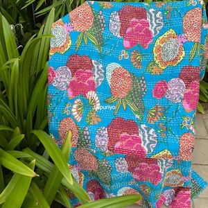 Indian kantha quilt handmade Kantha Throw, Indian Quilts, Cotton Kantha, bohemian quilt, Indian Kantha, Boho Quilt For Sale