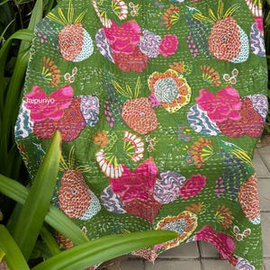 Indian kantha quilt handmade Kantha Throw, Indian Quilts, Cotton Kantha, bohemian quilt, Indian Kantha, Boho Quilt For Sale