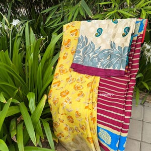 Recycled vintage Silk Sari  Lot Fabric Fat Quarter multi colour Saree for Embellishment, Nuno Felting, Quilting, Gift Wrapping