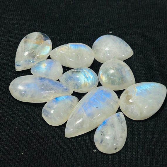 Pierre De Lune Bleue Flash Arc-en-Ciel - Cabochon Forme Poire - 16 Carats - Naturelle D'Inde - Taille 22x17x6 Mm