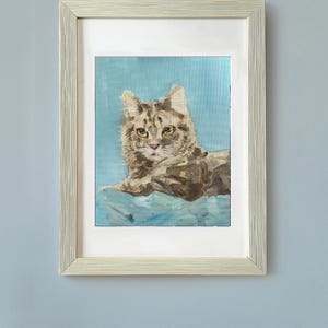 Physical Print Set - Siberian Cat on Blue Background No Frame