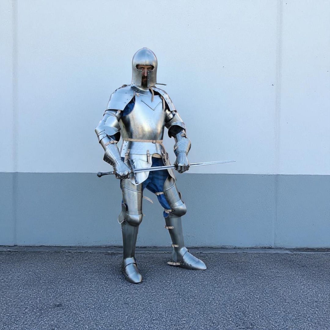 Full Body Medieval Barbute Armor Suit | Wearable Steel Knight Costume ...