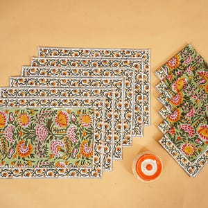 Hand Block Printed Round Tablecloth: Indian Floral Cotton Tablecloth Thanksgiving Gift handmade tablecloth, floral table cloth, housewarming gift, farmhouse tablecloth, Round Tablecloth, 72 Inch Round, Table Cover, Dining Table Cover, Home Decor, Table Cloth, tablecloth, Tablecloth Rectangle