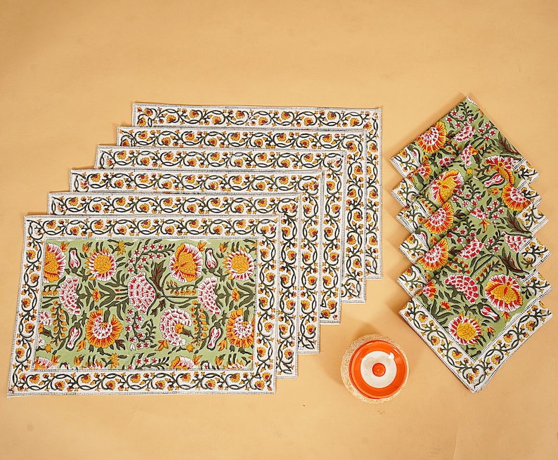 Hand Block Printed Round Tablecloth: Indian Floral Cotton Tablecloth Thanksgiving Gift handmade tablecloth, floral table cloth, housewarming gift, farmhouse tablecloth, Round Tablecloth, 72 Inch Round, Table Cover, Dining Table Cover, Home Decor, Table Cloth, tablecloth, Tablecloth Rectangle