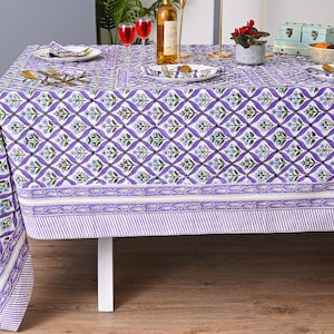 Mantel bohemio indio con estampado de bloques, de algodón, con un hermoso estampado floral para comedor y cocina, con manteles y servilletas
