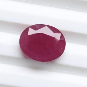 Natural Ruby Gemstone ,AAA+ Red Ruby Oval Emerald Cut Faceted Cabochon , Ruby Faceted Cabs , Ruby Cut Jewellery Supply 11X9MM CT.3.70