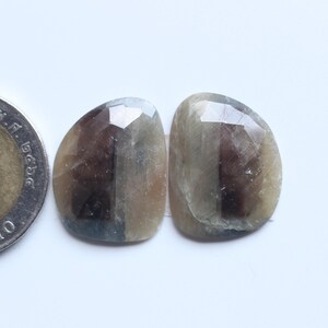 Sapphire Gemstone , Natural Bio Sapphire Rose Cut Faceted Fancy Cabochon Pair Loose Gemstone , Sapphire Cabs Pair Jewellery Supply, 22X17MM