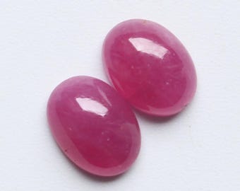 Cabochon Pair Gemstone, Natural AAA++ Ruby Pinkish Red Smooth Polished Oval Cabochon Pair, Loose Gemstone Ruby Cabs Jewellery Supply, 6X8MM