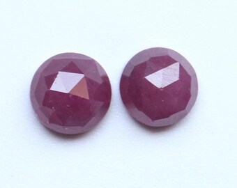 Ruby Rose Cut Gemstone, Natural Ruby Rose Cut Faceted Cabochon Round Pair, Red Ruby Faceted Loose Cabochon , Rose Cut Ruby Pairs Supply, 8MM
