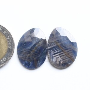 Sapphire Gemstone , Natural Bio Sapphire Rose Cut Faceted Fancy Cabochon Pair Loose Gemstone , Sapphire Cabs Pair Jewellery Supply, 23X17MM