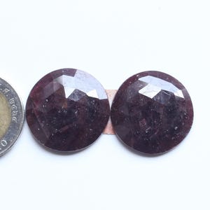 Gemma di rubino taglio rosa, coppia di rubini naturali taglio rosa cabochon sfaccettato rotondi, rubino rosso cabochon sfaccettato sciolto, fornitura di coppie di rubini taglio rosa da 25 mm