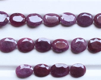 Natürlicher Rubin Edelstein, AAA +++ Roter Rubin Oval Smaragd Schnitt Facettierter Cabochon, Rubin facettierter Lot, Rubin Schnitt Schmuck Versorgung 10.5To12.5 MM, CT.73.00