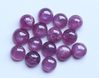 Rubí cabujón, gema suelta ovalada pulida y lisa de rubí natural AAA++, lote de rubíes redondos, suministro de joyería de rubí cabujón de 6 mm