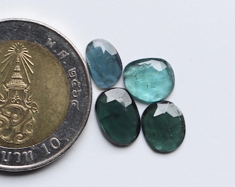 Gemma di tormalina naturale, tormalina verde AAA+ taglio rosa cabochon sfaccettato, lotto da 4 pezzi, gemma sfusa, fornitura di gioielli con cabochon taglio tormalina