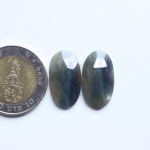 Sapphire Gemstone , Natural Bio Sapphire Rose Cut Faceted Fancy Cabochon Pair Loose Gemstone , Sapphire Cabs Pair Jewellery Supply, 21X12MM