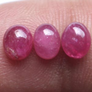 3 Pcs Natural Ruby Oval Cabochon 2.20 Ct Lot 5.5 MM Red Loose Gemstone Ruby Cab Jewelry Making Ring Pendant Supply