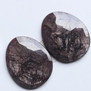 Rose Cut Pair Gemstone, Natural Sheen Sapphire Rose Cut Faceted Fancy Cabochon Pair Loose Gemstone, Sapphire Pair Jewellery Supply, 26X21MM