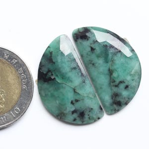 Emerald Rose Cut Pair Gemstone, Natural Emerald Rose Cut Faceted Cabochon Pear Pair Loose Cabochon, Emerald Pair Jewellery Supply, 29X16MM
