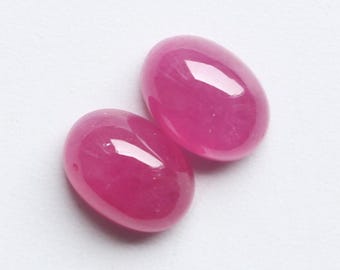 Red Ruby Cabochon Pair, 7X5MM Oval Gemstones