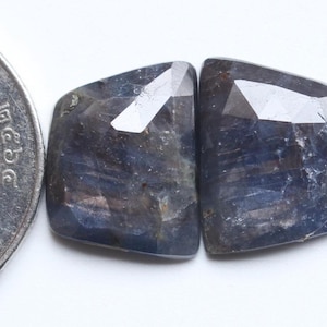 Rose Cut Pair Gemstone, Natural Sheen Sapphire Rose Cut Faceted Fancy Cabochon Pair Loose Gemstone, Sapphire Pair Jewellery Supply 16.5X13MM