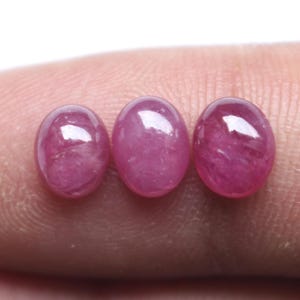 3 Pcs Natural Ruby Oval Cabochon 4.00 Ct Lot 6.5-7 MM Loose Red Ruby Gemstone Cab Jewelry Making Ring Pendant Stone, Ruby Cabochon