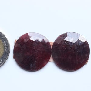Gemma di rubino taglio rosa, coppia di rubini naturali taglio rosa cabochon sfaccettato rotondi, rubino rosso cabochon sfaccettato sciolto, fornitura di coppie di rubini taglio rosa da 24 mm