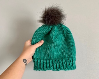 Green Wool Knit Hat