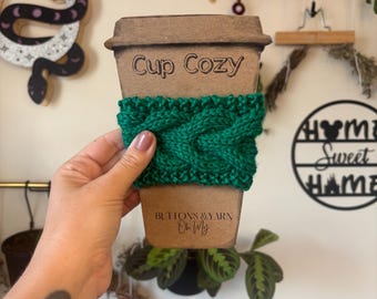 Kelly Green Wiederverwendbare Strick-Kaffeetasse-Hülle