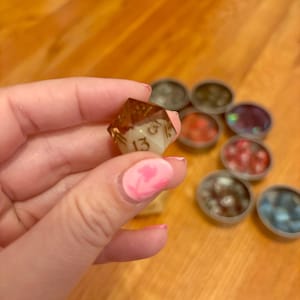 Macchiato D20 Dice, Handmade Coffee Dice, TTRPG Dice, Half Brown Half Cream, Gold Numbers