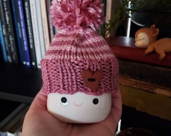 Pink Striped Knit Tiny Hat | Marshmallow Mug Hat | Sweet Tiered Tray Decor