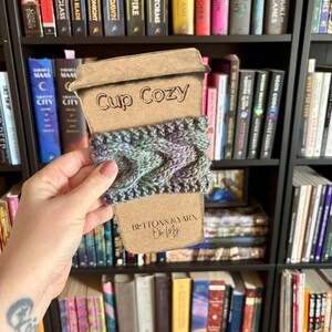 Just Breathe - Cable Knit Coffee Sleeve - Handknit cup cozy
