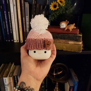 Pink Ombre Knit Tiny Hat | Marshmallow Mug Hat | Tiered Tray Decor Accent