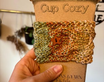 Fall Vibes Travel Mug Sleeve with wooden star button