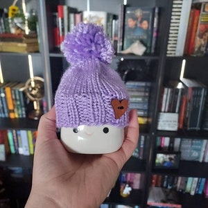 Lavender Knit Tiny Hat | Marshmallow Mug Hat | Tiered Tray Decor Accent